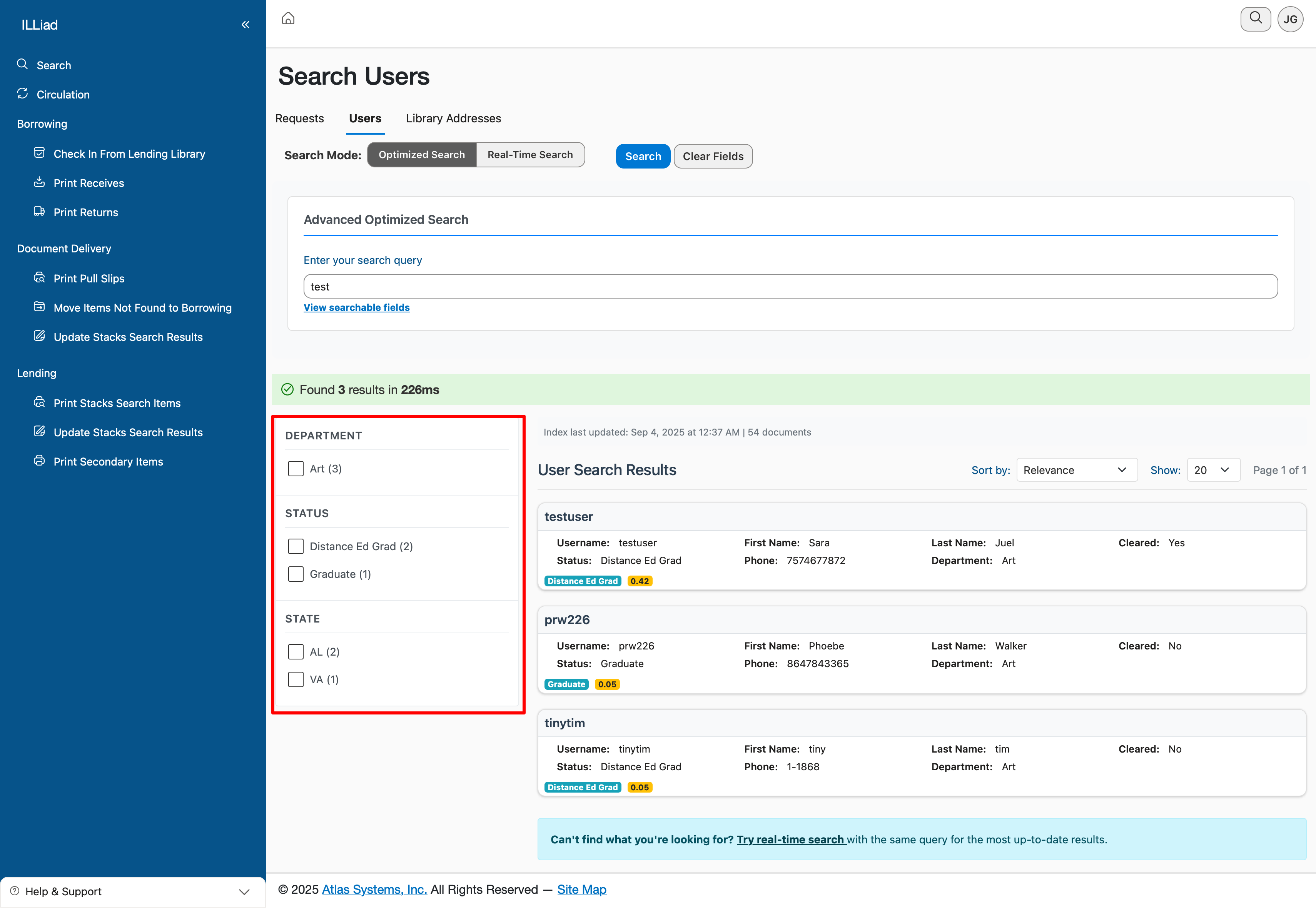 Search Users Faceted Filters