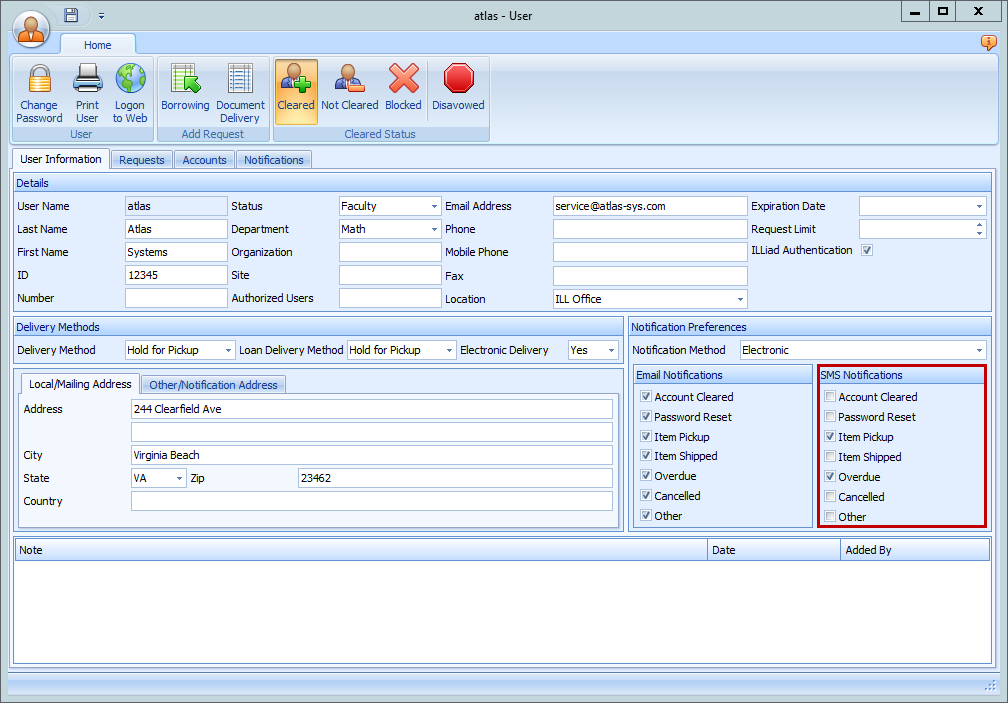 Text Notification Preferences