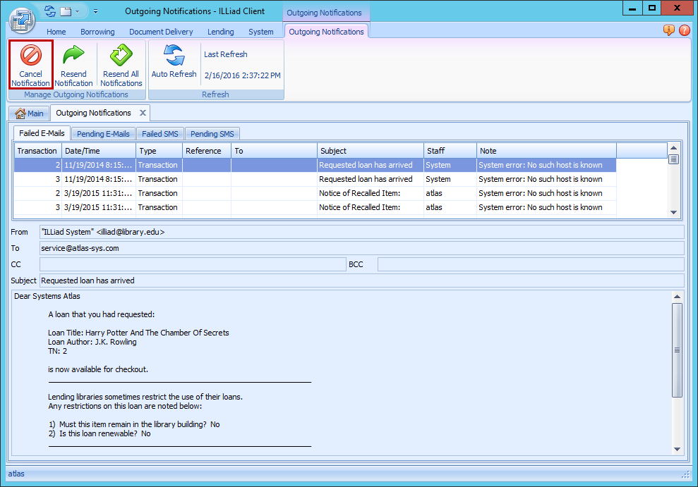Cancel Notifications