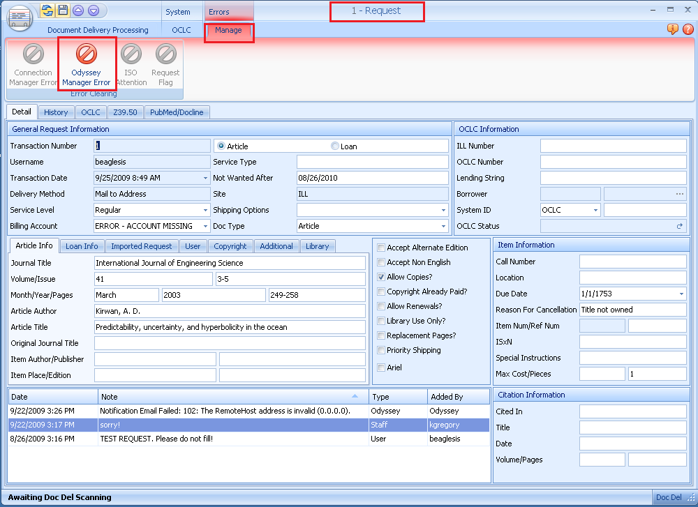 Odyssey Manager Error Icon