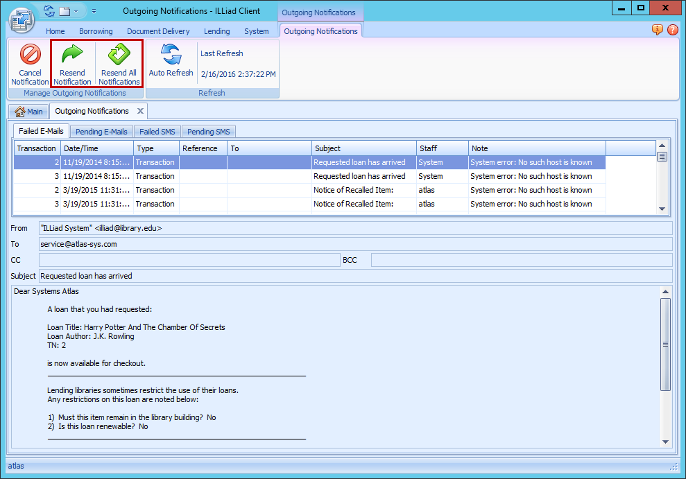 Resend Notifications