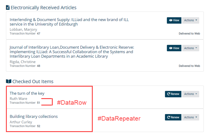 Data Row and Data Repeater