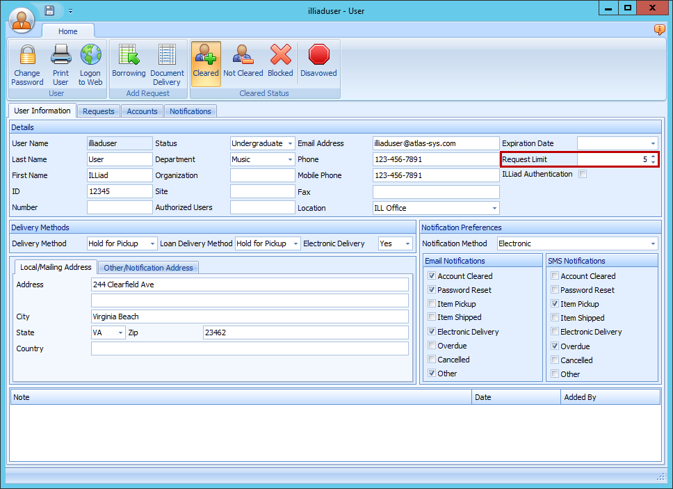 Individual Request Limit