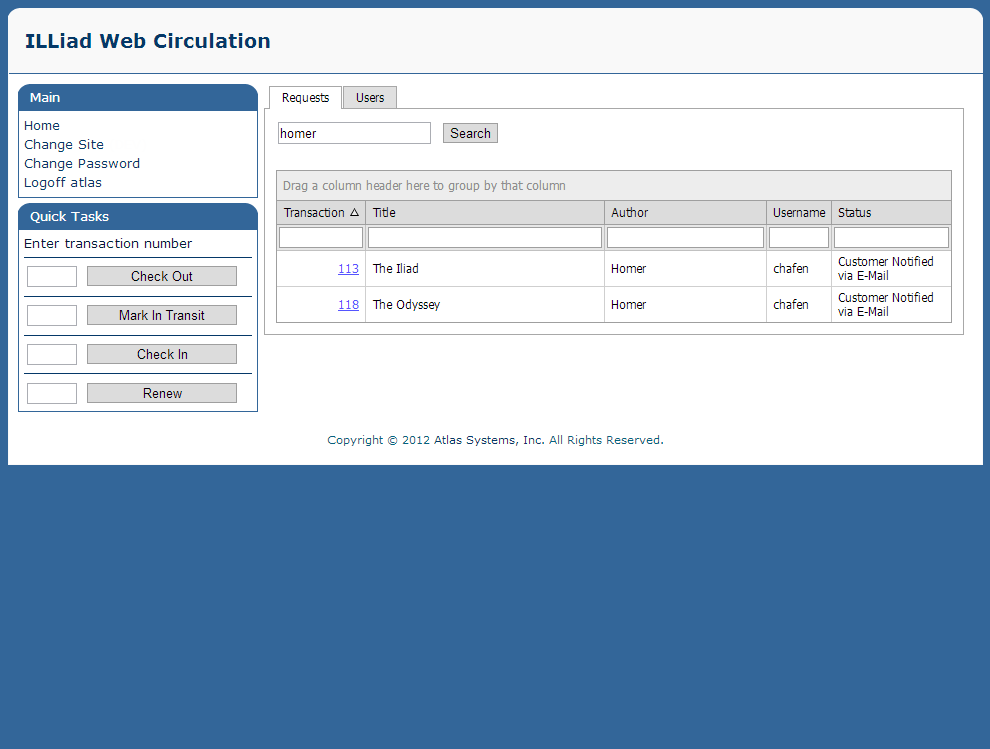 WebCirc Search Requests
