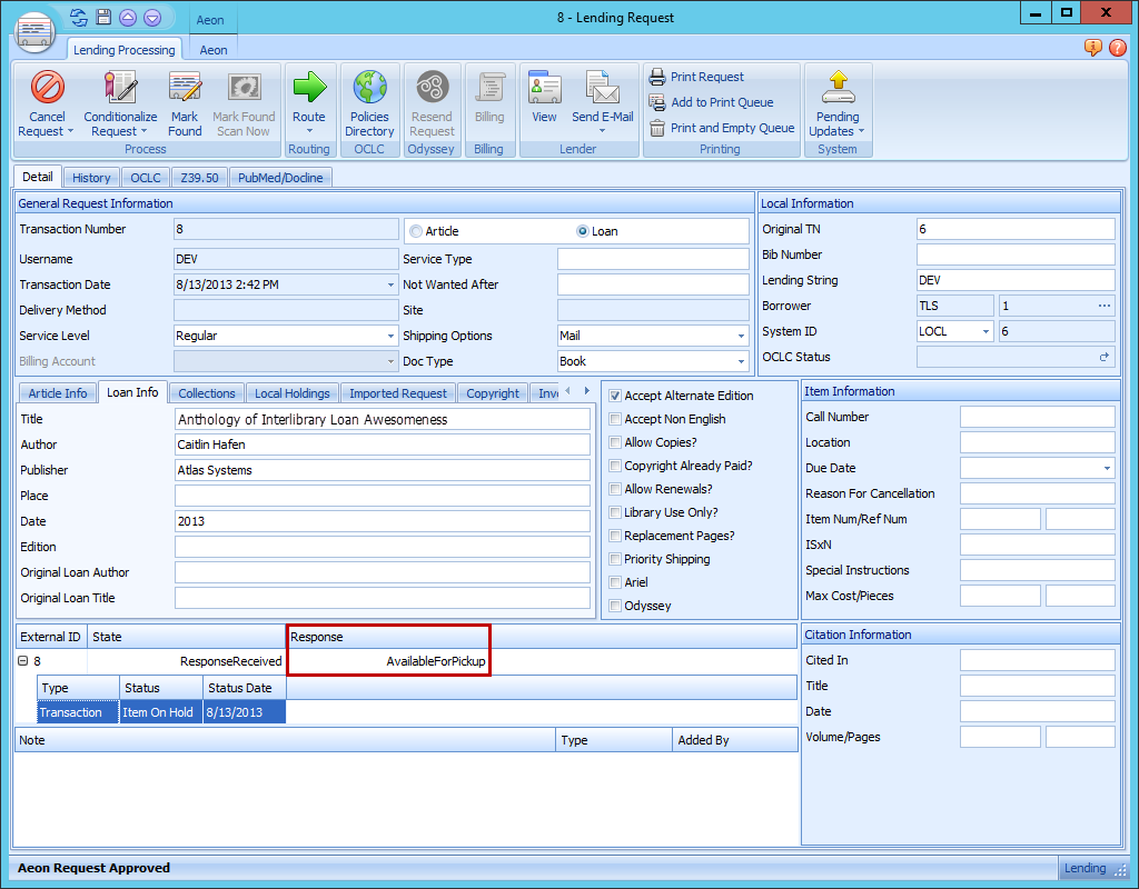 Available for Pickup